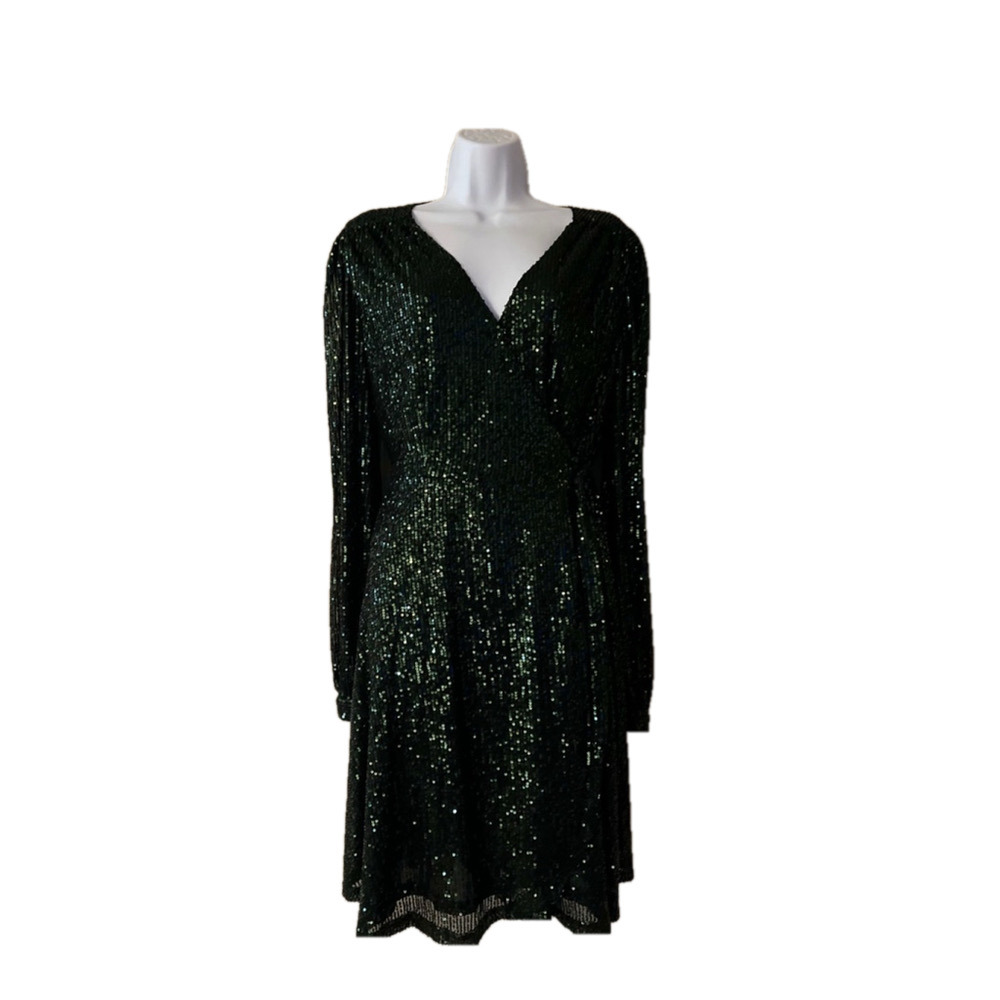 In Loom Morning Lavender Sequin Wrap Dress Size 1x - Picture 1 of 9